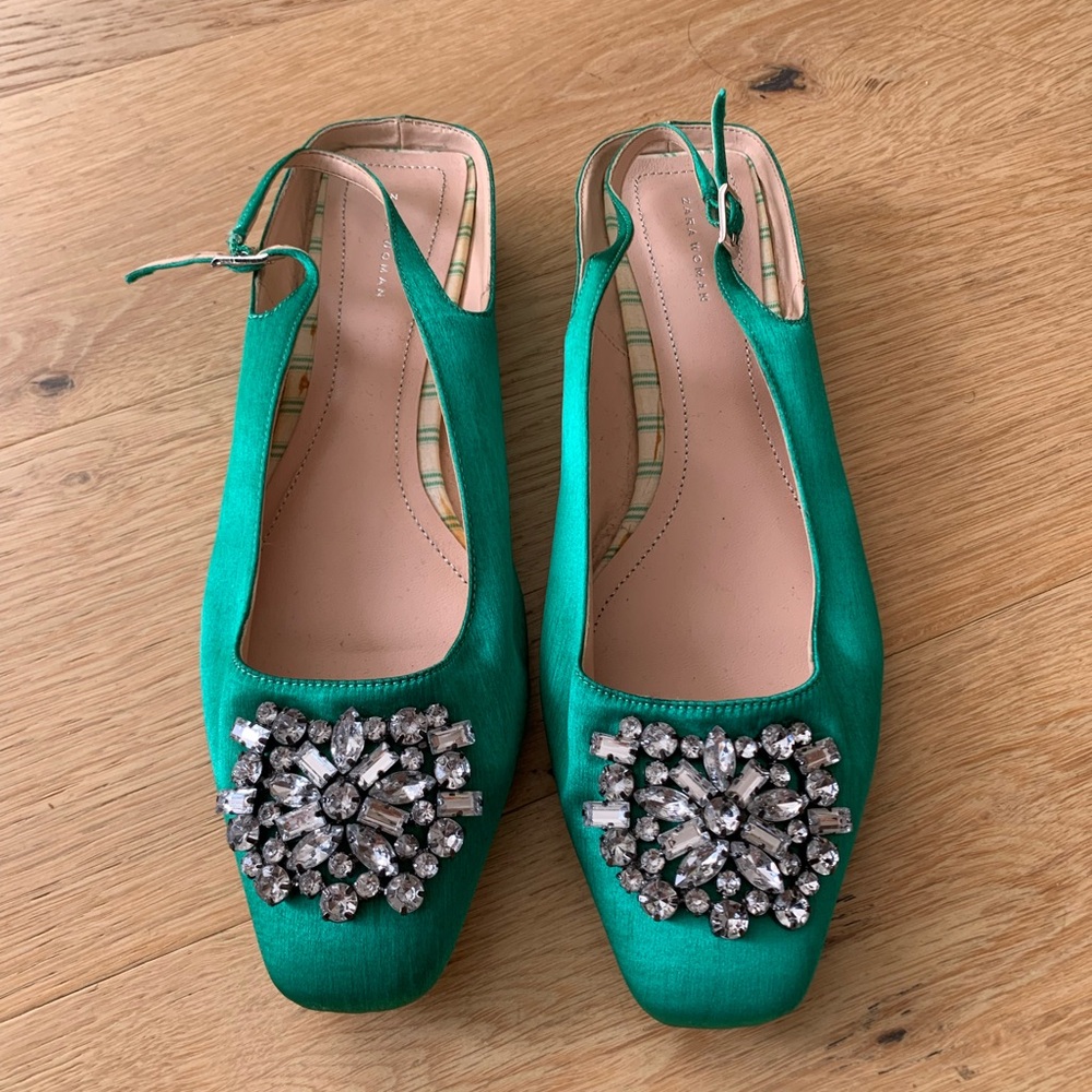 Zara Green Flats Stylish Loafers